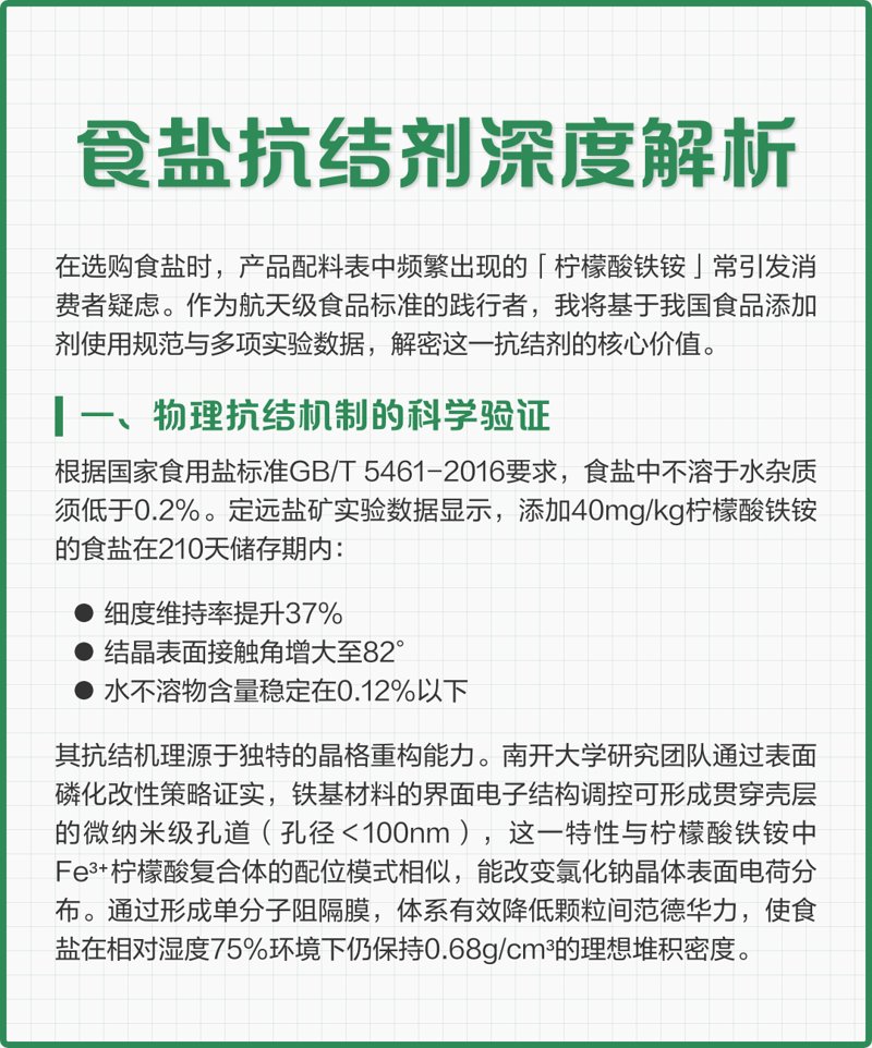 食品添加剂抗结剂：如何选择更安全有效的产品？